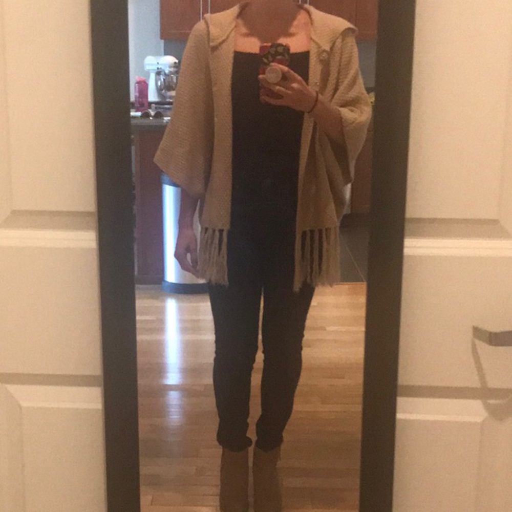 Tan knit poncho